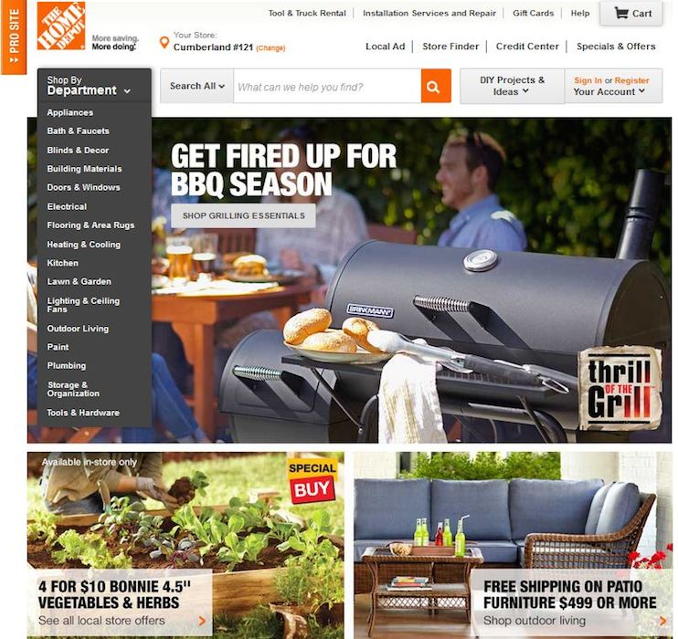 Top 10 Ecommerce Websites in the United States 5 Home Depot website